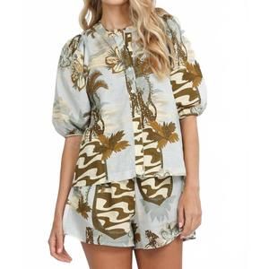 NEW LAS SURENAS ipanema print inspired short in fresh matcha green
